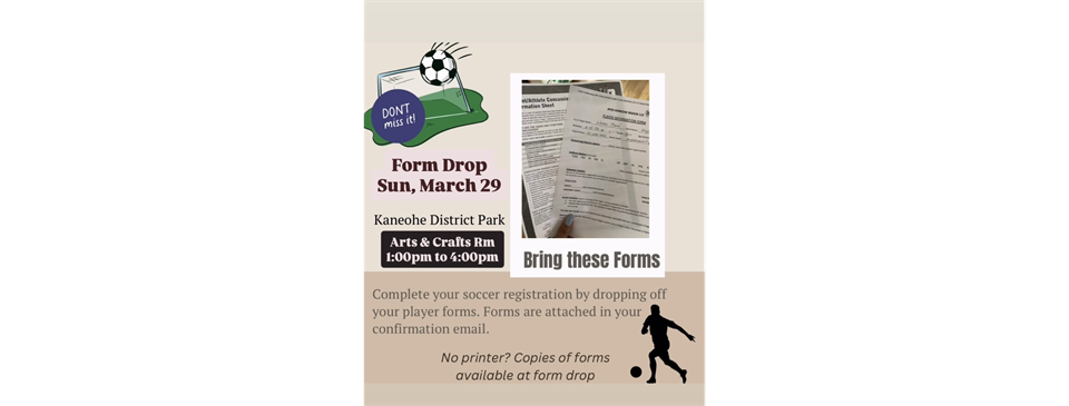First Registration Form Drop, Sunday March 29th